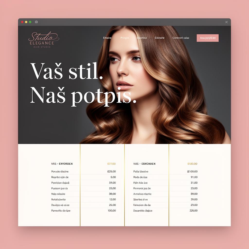 Studio Elegance — koncept web stranice